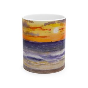 Sunset Serenity Ceramic Mug, Beach Mug, Ocean Art Coffee Cup, Coastal Gift, Nature Lover Gift
