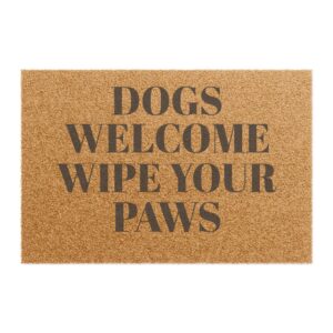 Dog Paw Print Doormat - "Dogs Welcome, Wipe Your Paws" | Pet Lover Gift, Home Decor, Entrance Mat, Dog Owners, Funny Doormat