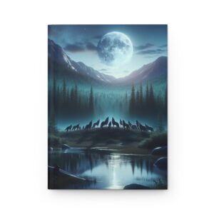 Moonlit Wolf Hardcover Journal, Nature Sketchbook, Dream Journal, Gift for Writers, Wildlife Notebook, Camping Diary