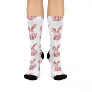 Cute Bunny Crew Socks, Cozy Rabbit Socks for Spring, Perfect Gift for Easter, Fun Animal Sock Gift
