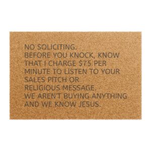 Humorous Doormat: No Soliciting Prayer Mat, Funny Home Decor, Gift for New Homeowners, Entryway Rug, Christian Welcome Mat