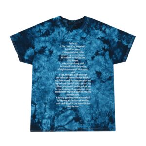 Crystal Tie-Dye Tee with Inspirational Psalm | Unisex Casual Wear, Comfortable T-Shirt, Boho Style Top, Gift for Friends, Spiritual Wear