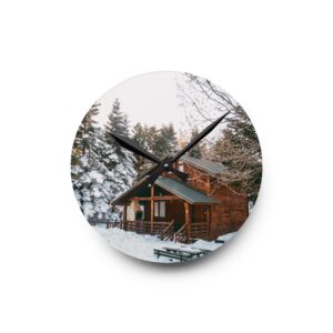 Rustic Cabin Acrylic Wall Clock, Home Decor, Wall Art, Gift for Nature Lovers, Cabin Decor, Cozy Aesthetic, Unique Clock