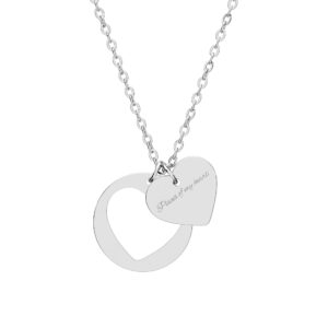 Engravable Heart Cutout Necklace — Personalized Heart Pendant (Sterling/Rose Gold)
